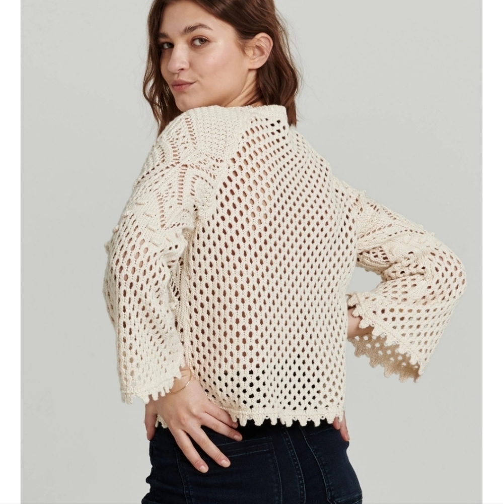 Another Love Cream Crochet Sweater